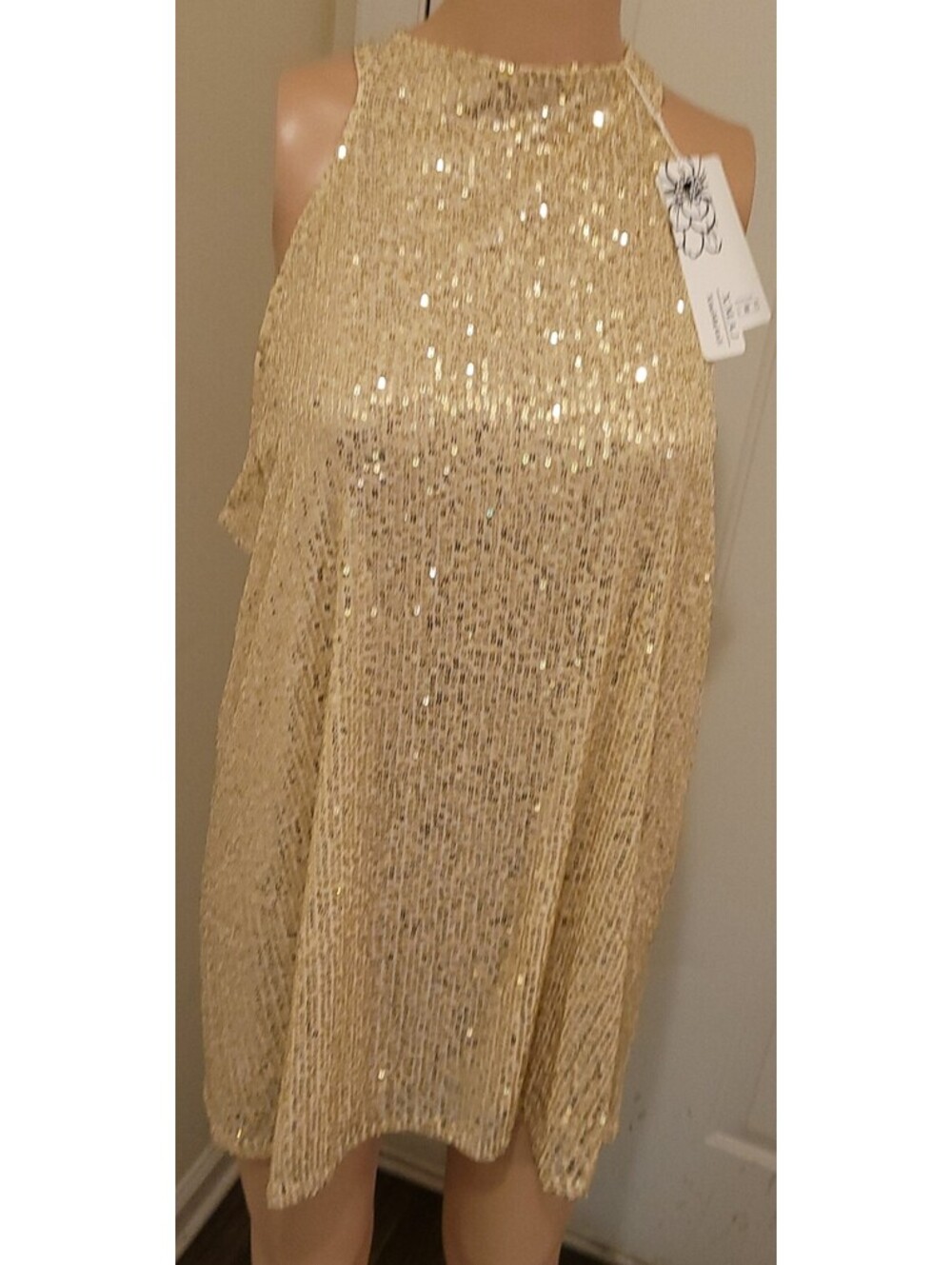 X.M.A.J Women's Sparkly Sequin Party Shirt Gold Shirt Plus Size Top Blouse 4X